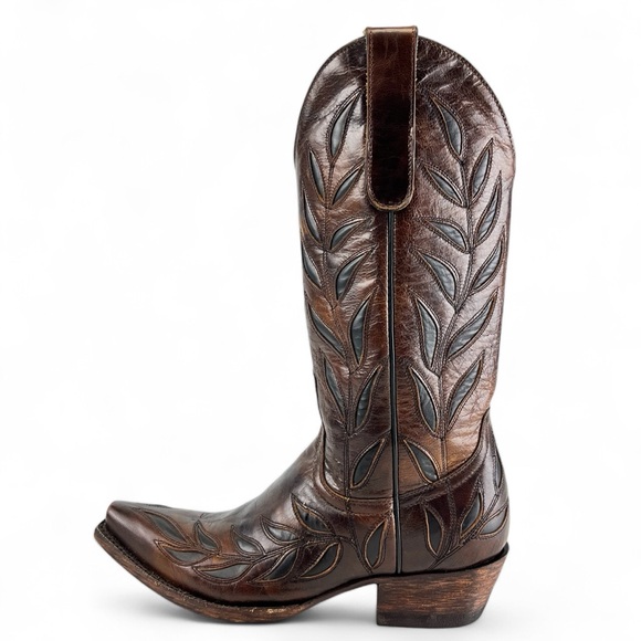 Old Gringo Shoes - Old Gringo Snip Toe Inlay Leaf Pattern Vintage Boots Women 5.5B in Brown